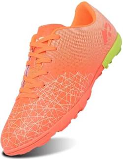 SIN0ES S27013 Atmungsaktive Fußballschuhe für Jungen Fußballschuhe Schnürschuhe Herren Fußballschuhe Teenager Trainer Orange Gr.40 von SIN0ES