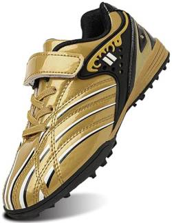 SIN0ES S302600 Fußballschuhe Herren Microfaser Cleats Athletics Fußballschuhe Kinder Jugendliche Erwachsene Trainingsschuhe Profess Gold Gr.31 von SIN0ES