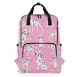 Casual Travel Daypack Schulrucksack für Frauen, große Wickeltasche, Rucksack für College, passend für 35,6 cm (14 Zoll) Laptoprucksack (Dalmatinischer Hund) von SINGSTOUR