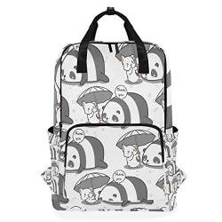 Lässiger Reiserucksack, Schulrucksack für Damen, große Wickeltasche, Rucksack, Büchertasche für College, passend für 15-Zoll-Laptoprucksack (süßes Cartoon-Tiere, Katze, Panda-Muster), Muster, L von SINGSTOUR