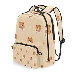 Rucksack mit abnehmbarem Kreuztaschen-Set, Cartoon-Design, niedlicher Hund, Tier, Computer-Rucksäcke, Büchertasche für Reisen, Wandern, Camping, Tagesrucksack, Muster, L von SINGSTOUR