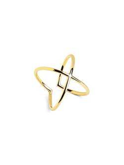 SINGULARU - 4Ever Gold Ring - Verstellbarer Ringe - Ring aus 925er Sterlingsilber mit 18-karätiger Vergoldung. - Einheitsgröße - Schmuck für Damen von SINGULARU