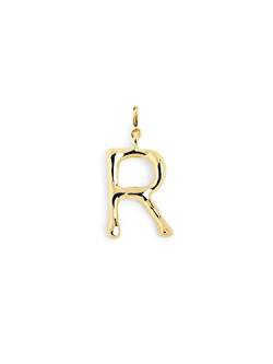SINGULARU - Charm Letter XL Gold - Anhänger Initial aus Messing mit 18kt Vergoldung - Anhänger Buchstabe A - Z - Charm Kombinierbar mit Halskette - Damenschmuck - Buchstabe R von SINGULARU