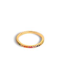 SINGULARU - Cleo Colors Ring - Ring aus 925er Sterlingsilber mit 18-karätiger Vergoldung und farbigen Zirkonen - Schmuck für Damen - Verschiedene Größen - Größe 12 von SINGULARU
