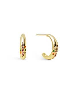 SINGULARU - Colors Space Hoop Earrings - 925 Sterling Silber Ohrringe mit 18Kt Goldplattierung und Zirkonia - Ohrstecker mit Nussverschluss - Damenschmuck von SINGULARU