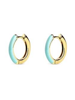 SINGULARU - Creolen-Ohrringe Sky Enamel Gold - Ohrringe aus Messing mit 18kt Vergoldung - Creolen-Ohrringe mit Schiebeverschluss - Damenschmuck von SINGULARU