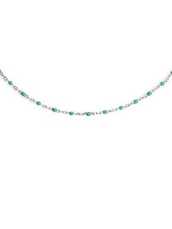 SINGULARU - Dots Turquoise Enamel Halskette - Kette mit natürlichen Steinen aus 925 Sterling Silber mit rhodiniertem Finish - Kette in einer Größe - Damenschmuck von SINGULARU