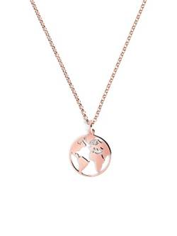 SINGULARU - Halskette Welt - Anhänger in 925 Sterlingsilber mit Weltkugel - Kette Einheitsgröße - Damenschmuck - 18kt Rosévergoldung von SINGULARU