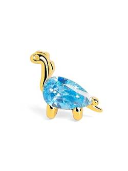 SINGULARU - Loser Ohrring Dino Brontosaurus Sky Gold - Ohrring in Sterlingsilber mit 18 Kt. Vergoldung - Ohrsteckerverschluss - Loser Ohrring - Damenschmuck von SINGULARU