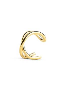 SINGULARU - Loser Ohrring Ear Cuff Cross Gold - Ohrring in Sterlingsilber mit 18 Kt. Vergoldung - Verstellbarer Ohrring Ear Cuff - Damenschmuck von SINGULARU