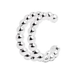 SINGULARU - Loser Ohrring Ear Cuff Double Dots Silber - Ohrring in 925 Sterlingsilber mit Rhodiumbeschichtung - Verstellbarer Ohrring Ear Cuff - Damenschmuck von SINGULARU
