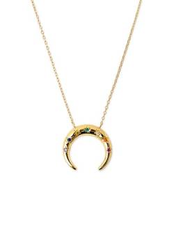 SINGULARU - Moonset Colors Halskette - Halskette aus 925 Sterling Silber mit 18Kt vergoldetem Finish und Perlen - Kette mit verstellbarer Länge - Damenschmuck von SINGULARU