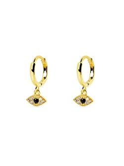 SINGULARU - Ohrringe Horusauge Gold - Ohrringe in 925 Sterlingsilber mit 18kt Vergoldung - Creolen-Ohrringe mit Schiebeverschluss - Damenschmuck von SINGULARU