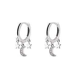 SINGULARU - Ohrringe Midnight Sky Silber - Ohrringe in 925 Sterlingsilber mit Rhodiumbeschichtung - Creolen-Ohrringe Schiebeverschluss - Damenschmuck von SINGULARU