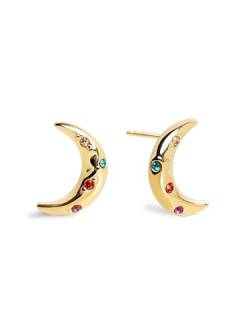 SINGULARU - Ohrringe Moon Colors - Edelstahl-Ohrringe mit 18Kt Goldplattierung und natürlichen Steinen - Nussverschluss - Damenschmuck von SINGULARU