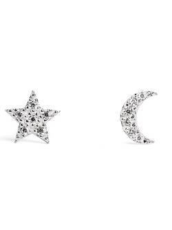 SINGULARU - Ohrringe Moon & Star Silber - Ohrringe in 925 Sterlingsilber mit Rhodiumbeschichtung - Ohrringe Ohrsteckerverschluss - Damenschmuck von SINGULARU