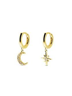 SINGULARU - Ohrringe Polar Moon Spark Gold - Ohrringe in 925 Sterlingsilber mit 18kt Vergoldung - Creolen-Ohrringe mit Schiebeverschluss - Damenschmuck von SINGULARU