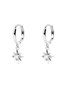 SINGULARU - Ohrringe Polar Star Silber - Creolen-Ohrringe in 925 Sterlingsilber mit Rhodiumbeschichtung - Ohrringe Schiebeverschluss - Damenschmuck von SINGULARU