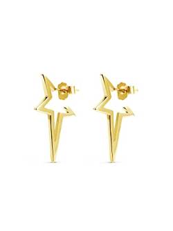 SINGULARU - Ohrringe Star Punk Gold - Ohrringe in 925 Sterlingsilber mit 18kt Vergoldung - Ohrringe Ohrsteckerverschluss - Damenschmuck von SINGULARU