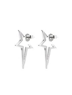 SINGULARU - Ohrringe Star Punk Silber - Ohrringe in 925 Sterlingsilber mit Rhodiumbeschichtung - Ohrringe Ohrsteckerverschluss - Damenschmuck von SINGULARU