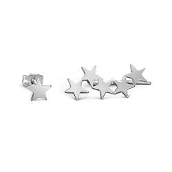 SINGULARU - Ohrringe Star & Stud Silber - Ohrringe in 925 Sterlingsilber mit Rhodiumbeschichtung - Ohrringe Ohrsteckerverschluss und Schraubverschluss - Damenschmuck von SINGULARU