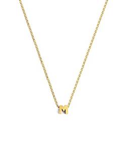 SINGULARU - Personalisierte Halskette Single Letter Gold - Anhänger in 925 Sterlingsilber mit 18kt Vergoldung - Kette Einheitsgröße - Damenschmuck - Buchstabe M von SINGULARU