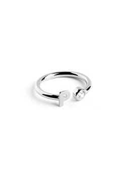 SINGULARU - Personalisierter Ring Letter Diamond Silber - Verstellbarer Ring - 925 Sterlingsilber mit Rhodiumbeschichtung - Einheitsgröße - Damenschmuck - Buchstabe P von SINGULARU