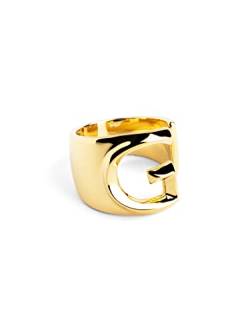 SINGULARU - Personalisierter Ring Letter Signet Gold - Verstellbarer Massiver Ring - Messing mit 18kt Vergoldung. - Einheitsgröße - Damenschmuck - Buchstabe G von SINGULARU
