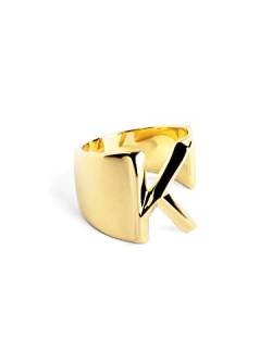 SINGULARU - Personalisierter Ring Letter Signet Gold - Verstellbarer Massiver Ring - Messing mit 18kt Vergoldung. - Einheitsgröße - Damenschmuck - Buchstabe K von SINGULARU