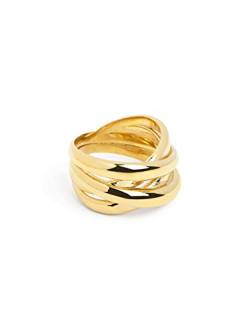 SINGULARU - Ring Double Cross Gold - Messingring mit 18kt Vergoldung - Damenschmuck - Verschiedene Finishes und Größen - Größe 16 von SINGULARU