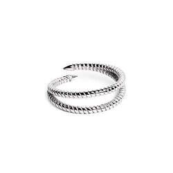 SINGULARU - Ring Double Twist Silber - Verstellbarer Ring - 925 Sterlingsilber mit Rhodiumbeschichtung - Einheitsgröße - Damenschmuck von SINGULARU