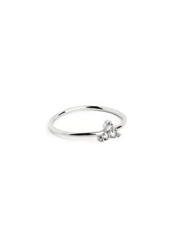 SINGULARU - Ring Kleeblatt Silber - Ring aus 925 Sterlingsilber mit Rhodiumbeschichtung und drei Zirkonia - Damenschmuck - Verschiedene Finishes und Größen - Größe 10 von SINGULARU