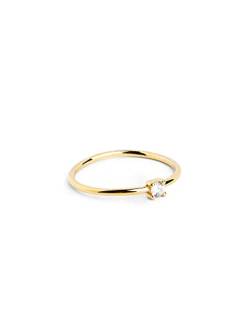 SINGULARU - Ring Single Spark Gold - Ring aus 925 Sterlingsilber mit 18kt Vergoldung - Solitär-Ring - Damenschmuck - Verschiedene Finishes und Größen - Größe 18 von SINGULARU