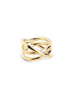 SINGULARU - Ring Trinity Gold - Massiver Ring - Messingring mit 18kt Vergoldung - Damenschmuck - Verschiedene Finishes und Größen - Größe 18 von SINGULARU