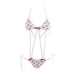 SINGUYUN Sexy Strawberry Dessous Micro Bikini Japanisches Anime Cosplay Badeanzug Tanga Pyjama Set, 362 weiß rot, EinheitsgröÃŸe von SINGUYUN