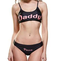 SINGUYUN Yes Daddy BH und Panty Set Badeanzug Anime Bikini Cosplay Dessous Unterwäsche Sets, Schwarz, S von SINGUYUN