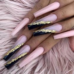 SINLOV 24pcs Coffin Fake Nails Nude Gradient Press auf Falsche Nägel Lange Fake Nails Full Cover Fake Nails Art Nail Tips für Frauen und Mädchen (Rosa1) von SINLOV