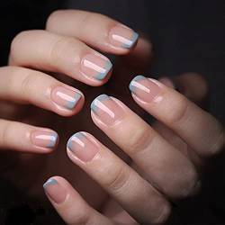 SINLOV 24pcs Glossy Sarg Fake Nails Kurzer Gradient Französische Presse auf Nägel Ballerina Künstliche Falsche Nägel Volle Abdeckung Falsche Nägel für Frauen und Mädchen von SINLOV