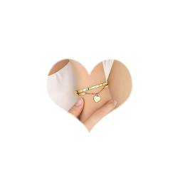 SINLOV Boho Herz Armband Gold Tasssel Anhänger Armband Mode Brief Partei Armband Dainty Hand Schmuck, L, Metall von SINLOV