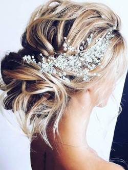 SINLOV Braut Blume Hochzeit Haar Reben Braut Kristall Kopfschmuck Perle Haarschmuck Stirnband für Frauen von SINLOV