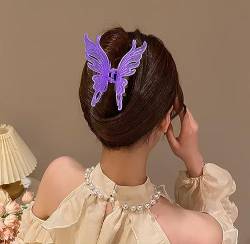 SINLOV Haarklammer mit großem Schmetterling, lila, mittelgroß, glänzend, glitzernd, niedliche Haarklammer für Frauen, dickes Haar von SINLOV