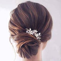 SINLOV Haarnadeln für Braut, Blumen, Hochzeit, Kristall, Haarschmuck, Kopfschmuck, Brautjungfer, Perlen, Haarschmuck für Frauen (Gold) von SINLOV