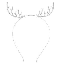 SINLOV Weihnachts-Stirnband mit Kristallen, Elchgeweih, Haarreif, Silber, Weihnachts-Party-Kopfschmuck, Kopfschmuck für Damen und Mädchen (ELK) von SINLOV