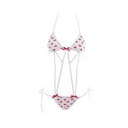 Damen Dessous Mini Bikini Erdbeere Schnürung Unterwäsche Set Anime Rollenspiel T-String Bikini, S0362red, Einheitsgröße von SINMIUANIME