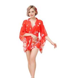 SINMIUANIME Damen-Dessous, sexy Dessous, japanisches Retro-Kimono-Kleid, Cosplay-Stil, japanischer Kimono-Anzug (7061Rot) von SINMIUANIME