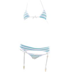 SINMIUANIME Frauen Japanischer Stil Anime Dessous Sexy Blau/Rosa gestreifte Micro Bikini Cosplay BH und Höschen Set (204Blau) von SINMIUANIME