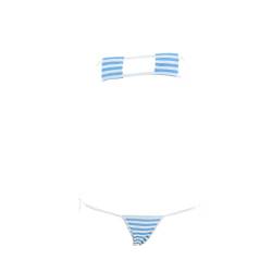 SINMIUANIME Frauen Japanischer Stil Anime Dessous Sexy Blau/Rosa gestreifte Micro Bikini Cosplay BH und Höschen Set (325Blau) von SINMIUANIME