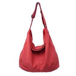 SINMIUANIME Segeltuch-Kuriertasche, große Umhängetasche, Handtasche, einfarbig, mit mehreren Taschen, Segeltuch, Schultertasche für Damen und Herren, 474 Rot von SINMIUANIME