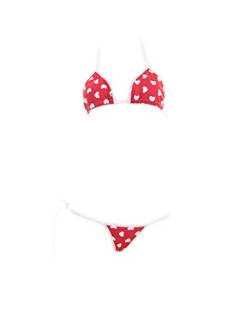 Süßer Micro-Bikini im japanischen Stil, Lolita, japanisches Mosaik, Anime-BH und Panty-Set, Cosplay, Tanga-Bikini - Rot - Einheitsgröße von SINMIUANIME