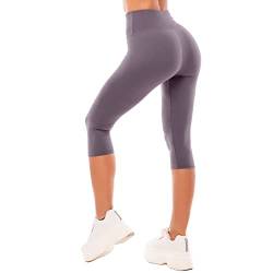 SINOPHANT Leggings Damen 3/4 High Waist Elastische Blickdicht Große Größen Leggins (#1er Pack Grau, L-XL) von SINOPHANT